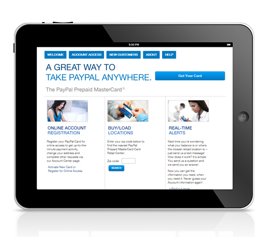 tablet view of paypal site